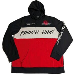 Mortal Kombat Finish Him Hoodie Mens XXL BoxLunch Black Red Graphic Sweatshirt
